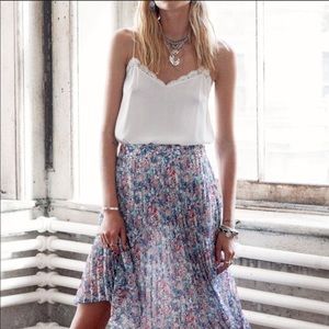 Sezane pleated midi floral skirt